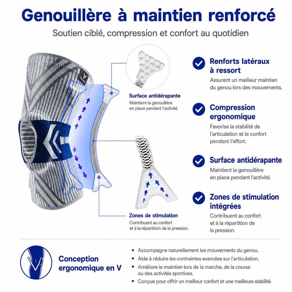 Genouillère Grise — Maintien du Genou pour Combat et Lutte