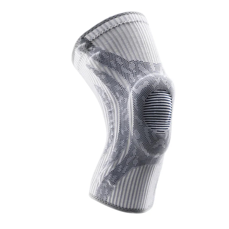 Gris clair — Genouillère de compression gris clair, vue de trois quarts