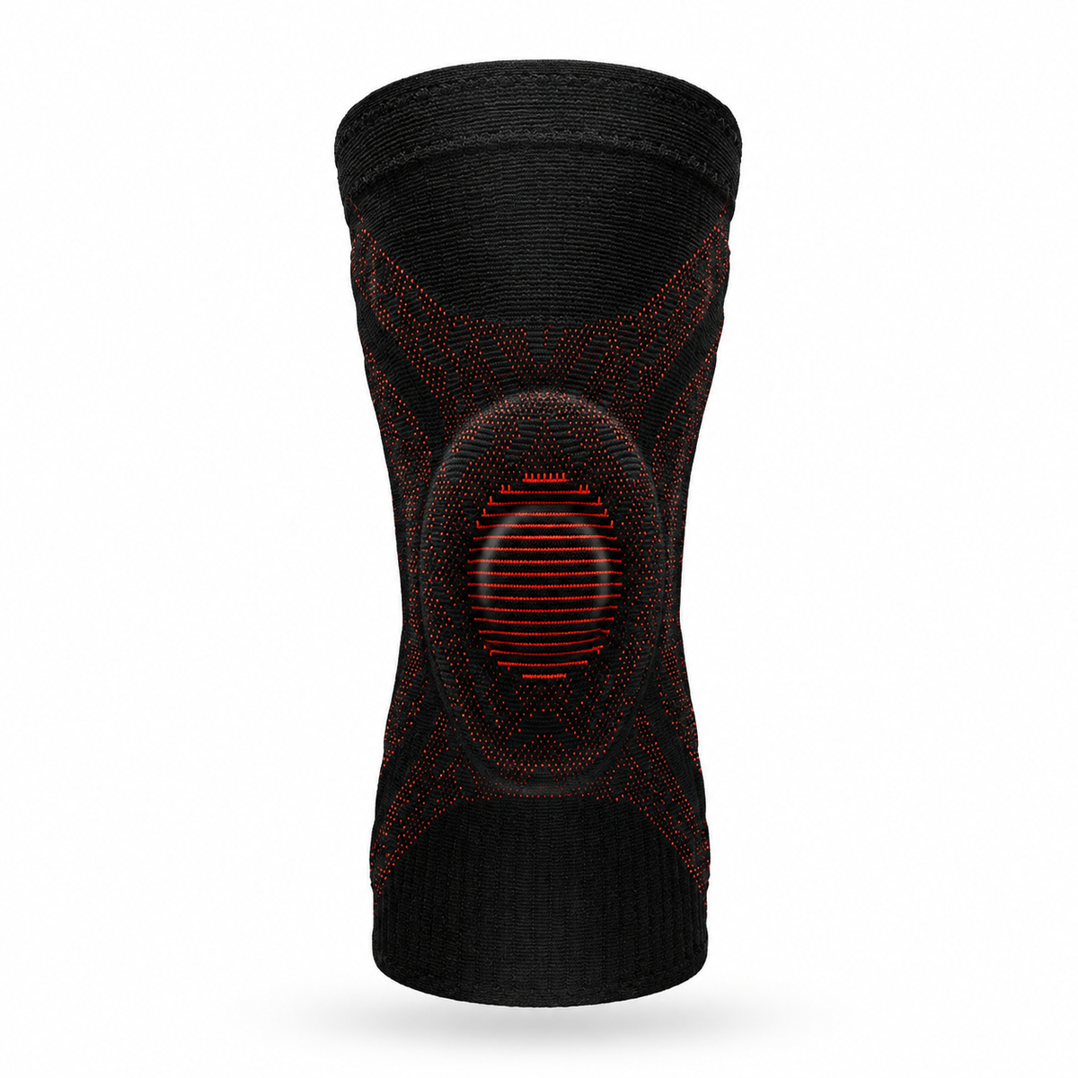 Genouillère de compression Noir et Rouge, vue de face
