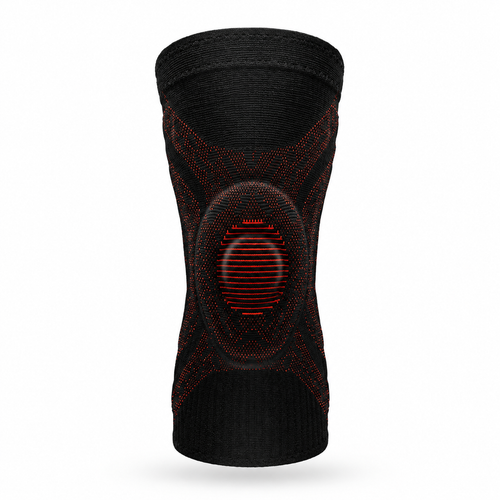 Genouillère de compression Noir et Rouge, vue de face